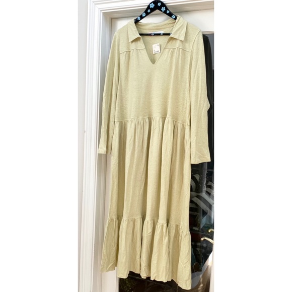Free People Oversized Moonlight Long Sleeve Cotton & Hemp Midi Dress NWT Size M - Picture 3 of 13